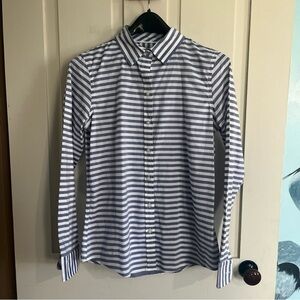 Banana Republic Blue and White Striped Button-Down Shirt
